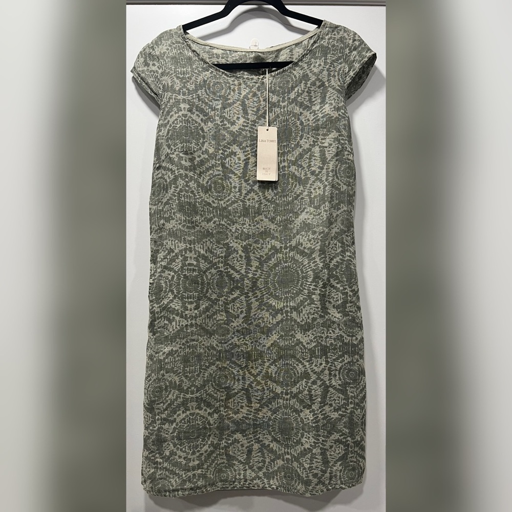 Robe Lina Tomei 100% Lin Imprimé Serpent - Taille L - Neuf Avec étiquettes - Made In Italy